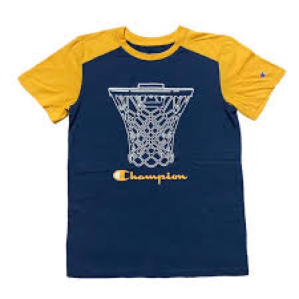 Champion Kids' Blue and Yellow Basketball Net Tee
